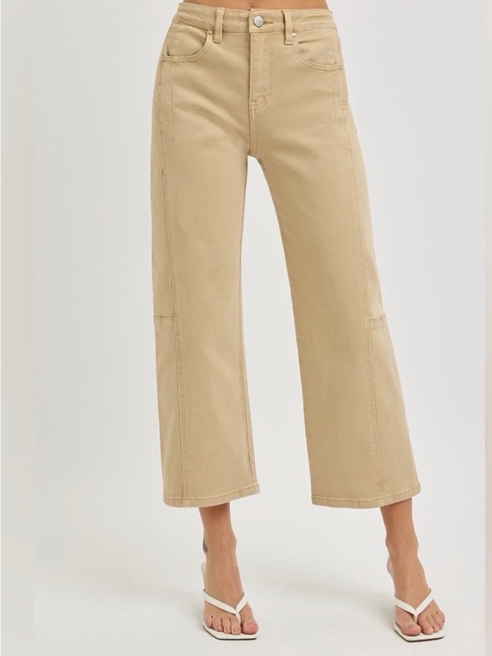 Risen Jeans LATTE High Rise Crop
Wide Leg Barrel Pants size 13 NWT